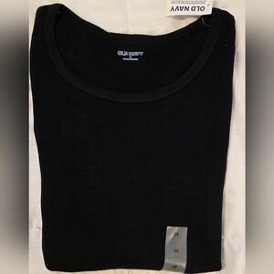 NWT Old Navy Women's Lightweight Waffle Knit Long Sleeve Top Sz Med Black
